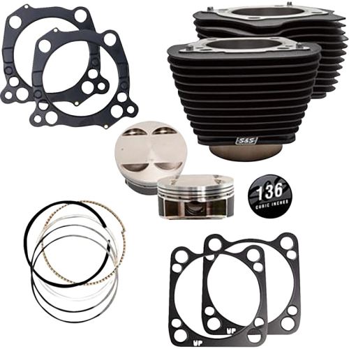 S&S Cycle - S&S Cycle 136in. Big Bore Kit - Wrinkle Black without Highlighted Fin - 910-0849