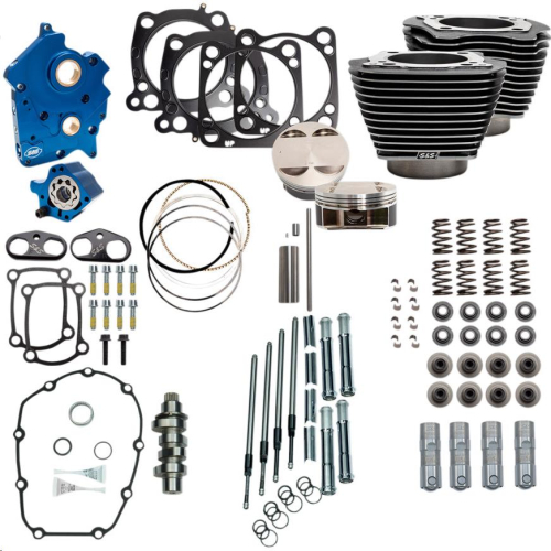 S&S Cycle - S&S Cycle 128in. Power Package for M-Eight with Highlighted Fins - Chain Drive Cams - Black Granite - 310-1107