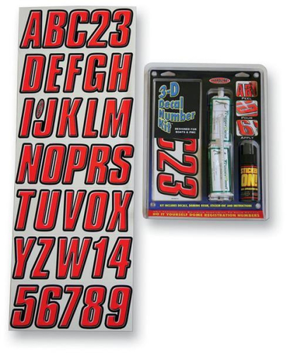 Hardline - Hardline 3D Dome Decal Number Kit - Red - REBLK800D