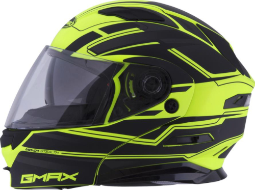 G-Max - G-Max MD01 Stealth Helmet - G1011686 - Matte Black/Hi-Viz Yellow - Large