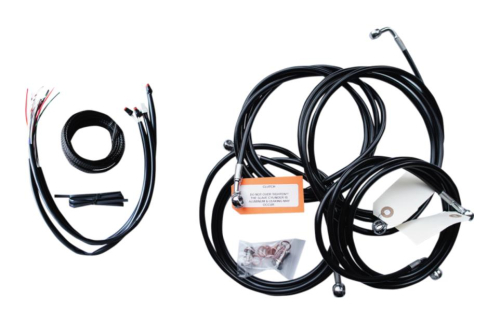 LA Choppers - LA Choppers Complete Handlebar Cable and Brake Line Kit - Black Vinyl/Stainless - LA8053KT208B