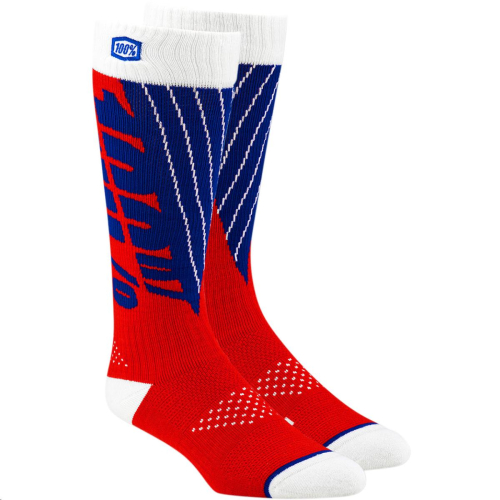 100% - 100% Torque Riding Socks - 24007-350-18 - Red/Blue - Lg-XL