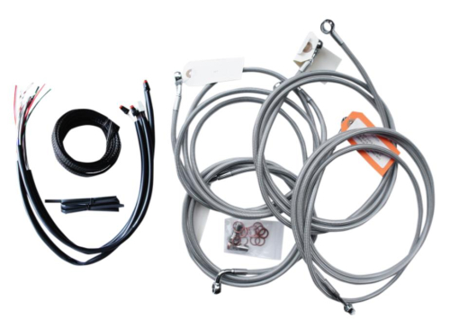 LA Choppers - LA Choppers Complete Handlebar Cable/Brake & Clutch Line/Wire Kit - Stainless Braided - LA8053KT204