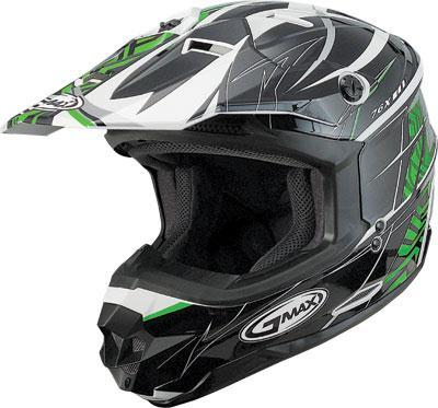 G-Max - G-Max Visor for GM76X Player Graphic Helmet - Black/Green/White - G076010