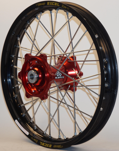 Dubya - Dubya MX Rear Wheel with Excel Takasago Rim - 2.15x18 - Red Hub/Black Rim - 56-3073RB