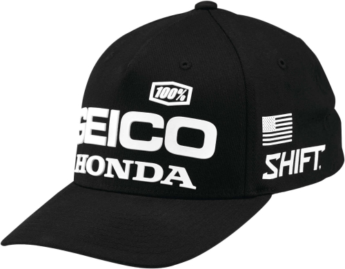100% - 100% Geico Honda Speedway Flexfit Hat - 20908-001-17 - Black - Sm-Md