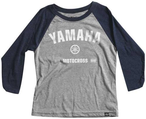 Factory Effex - Factory Effex Yamaha Speedy Baseball Youth T-Shirt - 22-83216 - Navy/Gray - X-Large
