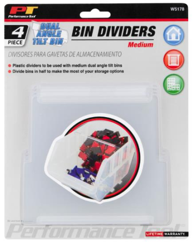 Performance Tools - Performance Tools Clear Plastic Bin Dividers - Medium - 4pc. - W5178