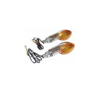Emgo - Emgo Mini-Stem Cateye Deco Lights - Chrome Housing/Amber Lens - 61-66251