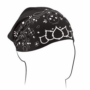 Zan Headgear - Zan Headgear Highway Honey Bamboo Womens Headwrap - HBHHB2 - Skull Black Rhinestone