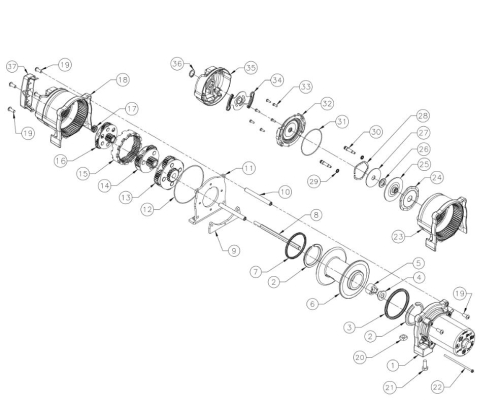Warn - Warn Stage 1 Carrier Assembly for RT40/XT40 Winch Service Kit (16) - 75003