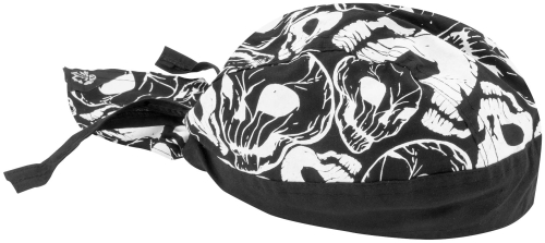 Zan Headgear - Zan Headgear Flydanna Headwrap - Z907 - Black/White Distressed Skull - OSFM