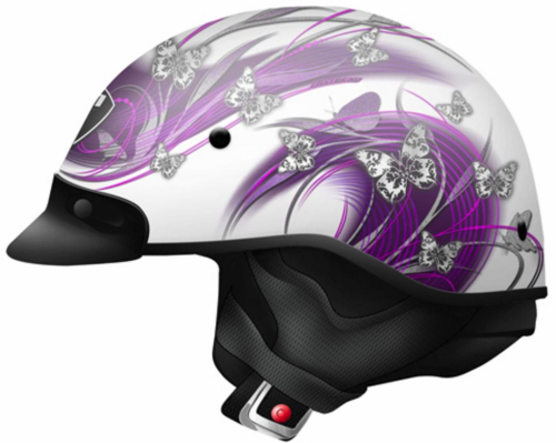 Zoan - Zoan Route 66 Butterfly Graphics Helmet - 031-203 - Matte White/Purple - X-Small