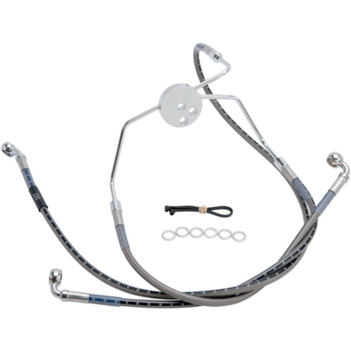 Russell - Russell Extended Length Braided Front Brake Line Kit - 64 1/2in. Length Upper - Stainless - R08965S