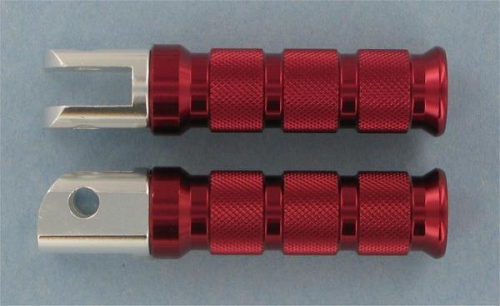 Emgo - Emgo Round Style Footpegs - Passenger - Red - 50-11222