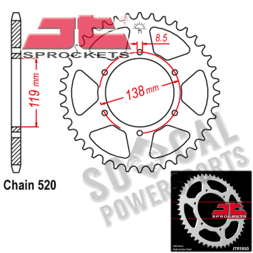 JT Sprockets - JT Sprockets Steel Rear Sprocket - 50T - JTR1950.50