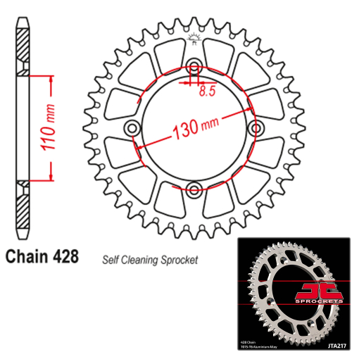 JT Sprockets - JT Sprockets Aluminum Rear Sprocket - 49T - JTA217.49