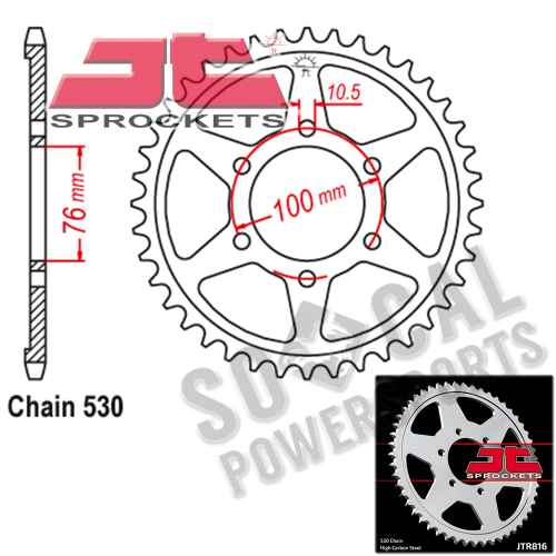JT Sprockets - JT Sprockets Steel Rear Sprocket - 40T - JTR816.40