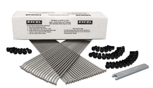 Excel - Excel Front Spoke/Nipple Set - Black - 20in. - XS9-32207K