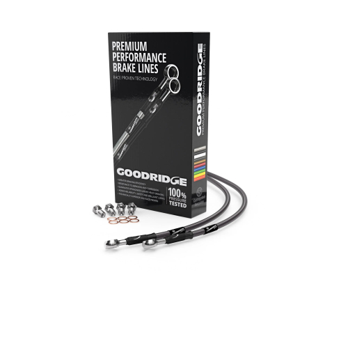 Goodridge - Goodridge GR Powersports SS Front Brake Line Kit - Stainless Steel - Carbon - AP1000-3FC-CB