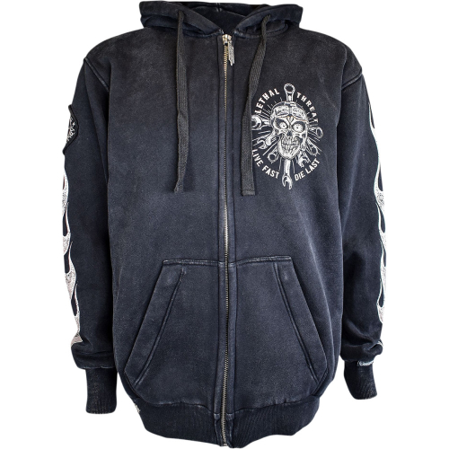 Lethal Threat - Lethal Threat Live Fast Hoodie - HD84064XXL - Black/White - 2XL