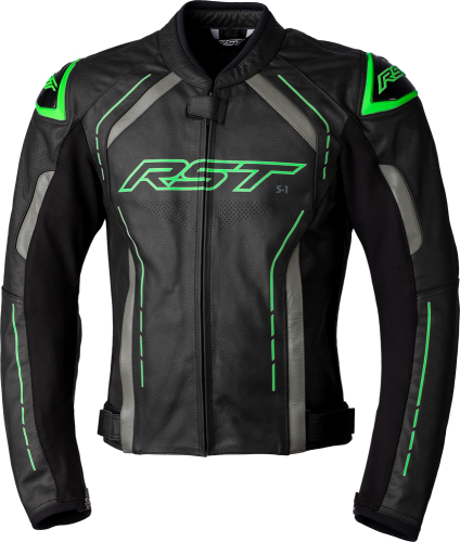 RST - RST S1 CE Leather Jacket - 102977NEO-50 - Black/Gray/Neon Green - 3XL