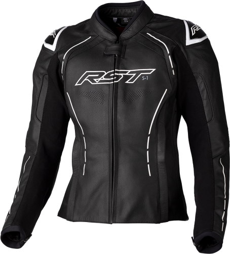 RST - RST S-1 Womens Leather Jacket - 103043WHI-12 - Black/White - Medium