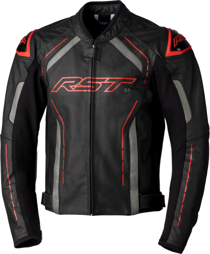 RST - RST S1 CE Leather Jacket - 102977RED-42 - Black/Gray/Red - Medium