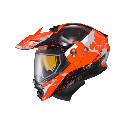 Scorpion - Scorpion EXO-AT960 Topographic Helmet with Dual Lens Shield - 96-1033-SD - Hi-Vis Orange - Small