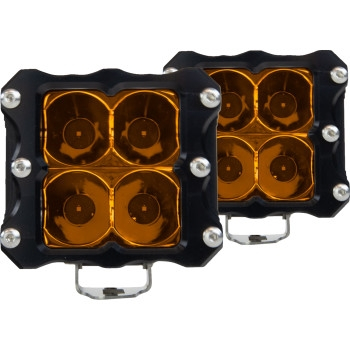 Heretic Studio - Heretic Studio 6-Series Quattro Spot Light - Black with Amber Lens Pair - 52220