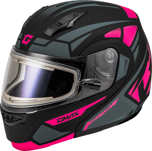 G-Max - G-Max MD-04S Sector Helmet with Elecric Shield - M4043176 - Black/Pink - Large