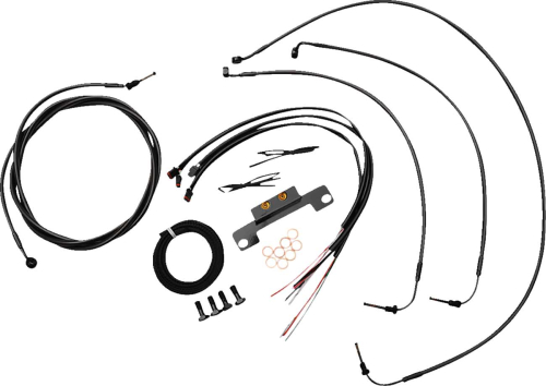 LA Choppers - LA Choppers Complete Handlebar Cable/Brake & Clutch Line/Wire Kit - Midnight Braided - LA-8056KT2-08M