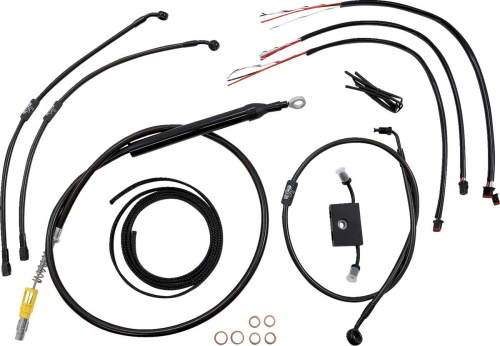 LA Choppers - LA Choppers Complete Handlebar Cable/Brake & Clutch Line/Wire Kit - Midnight Braided - LA-8157KT2-19M