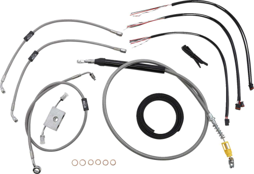 LA Choppers - LA Choppers Complete Handlebar Cable/Brake & Clutch Line/Wire Kit - Stainless Braided - LA-8157KT2-19
