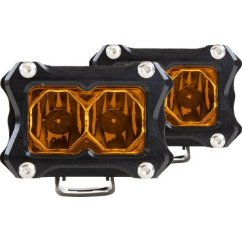 Heretic Studio - Heretic Studio 2in. 6-Series Flood Light - Black Housing with Amber Lens Pair - 50213