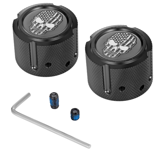 Figurati Designs - Figurati Designs Front Axle Nut Cover - Black with Contrast Cut Skull - FD28-FAC-BK