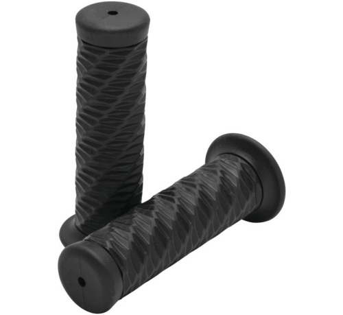 Bikers Choice - Bikers Choice Ol' Skool Grips - Spiral - Black - 485803