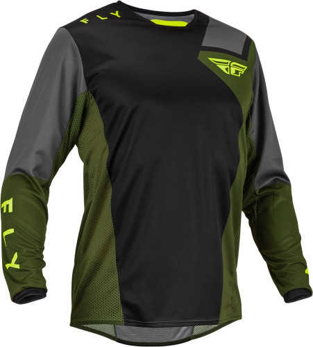 Fly Racing - Fly Racing Kinetic Jet Jersey - 376-521L - Black/Olive Green/Hi-Vis - Large