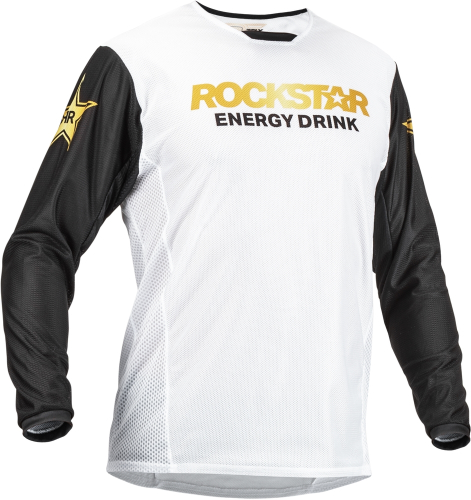 Fly Racing - Fly Racing Kinetic Rockstar Mesh Jersey - 376-318X - Black/White/Gold - X-Large