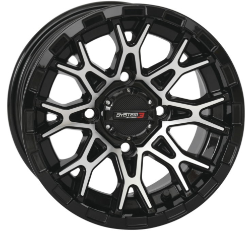 System 3 - System 3 ST-6 Aluminum Wheel - 12x7 - 4+3 - 4/110 - Gloss Black/Machined - 12S3-6010