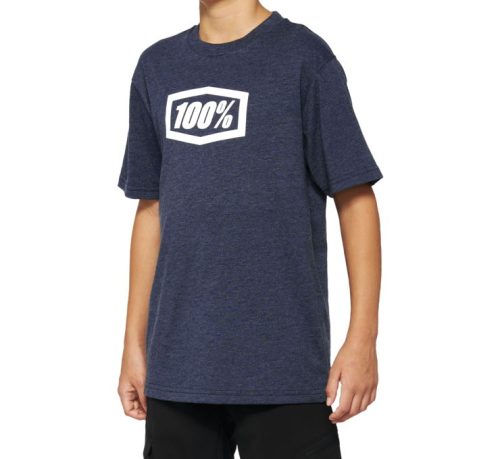 100% - 100% Icon Youth T-Shirt - 20001-00012 - Navy Heather - Small
