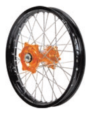 Dubya - Dubya MX Rear Wheel with Excel Rim - 1.85x16 - Orange Hub/Black Rim - 70-3165OB