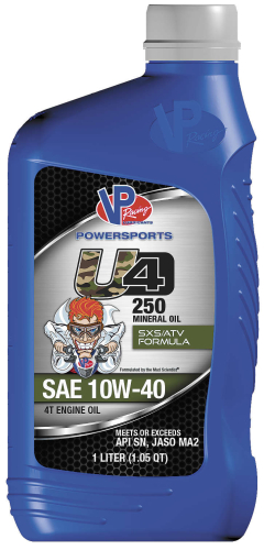 VP Racing Fuels - VP Racing Fuels U4 250 Mineral ATV/UTV Engine Oil - 10W40 - 6 gal. - VP7170426