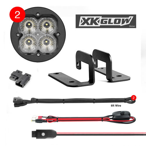XK Glow - XK Glow Fog Pattern ROUND RGB POD LIGHTS with Controller - XK065003-FO-KIT