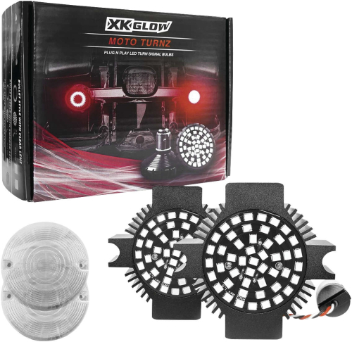 XK Glow - XK Glow LED Turn Signal and Lens Kit - Flat - Dual - Red - Clear Lens - XK1157F-RR-C