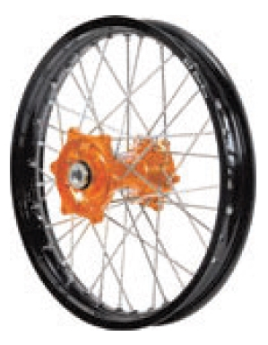Dubya - Dubya MX Front Wheel with Excel Rim - 1.40x19 - Orange Hub/Black Rim - 70-3181OB