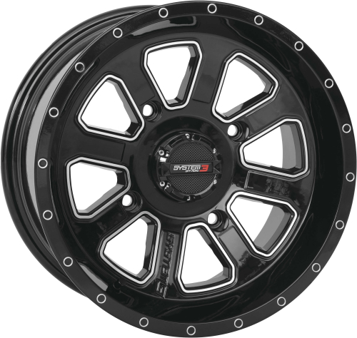 System 3 - System 3 ST-4 Aluminum Wheel - 14x7 - 4+3(+10mm) - 4/156 - Black/Machined - 14S3-4156