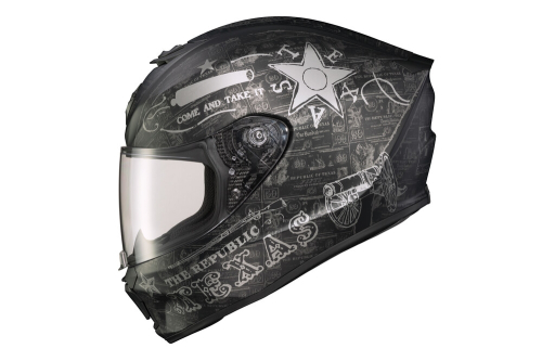 Scorpion - Scorpion EXO-R420 Lone Star Helmet - 42-1703 - Black/Silver - Small