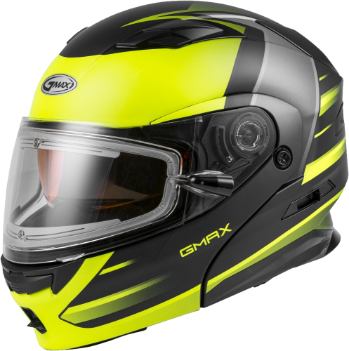 G-Max - G-Max MD-01S Solid Helmet with Electric Shield - M4012744 - Matte Black/Hi-Vis - Small