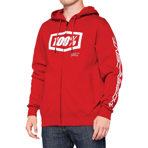 100% - 100% Syndicate Fleece Zip-Up Hoodie - 36017-397-12 - Red - Large